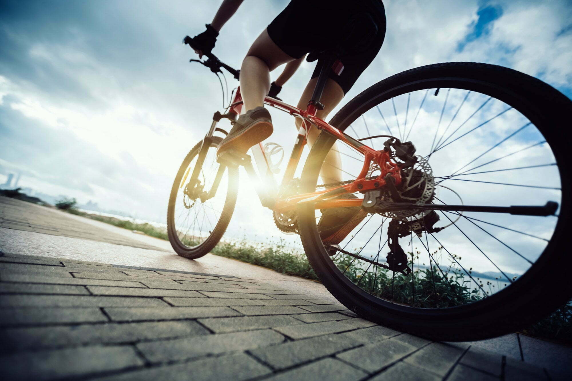Cycling on seaside